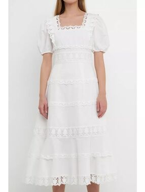 pascal tiered crochet lace midi dress Endless Rose | Dresses | Endless Rose Pascal Tiered Crochet Lace Midi Dress White Size Xs